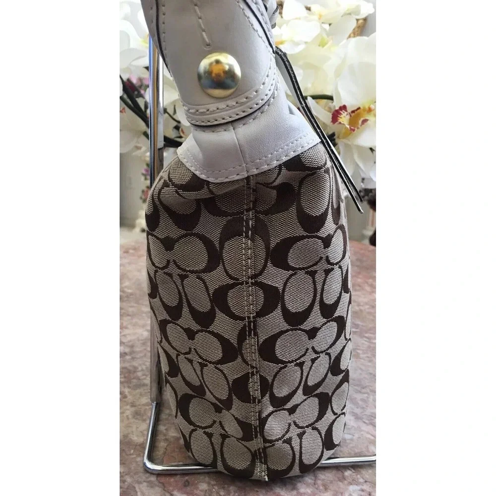 Coach11437 Bleeker Bucket Khaki Ivory Canvas Leather Cross-body‎ Bag EUC,  $349